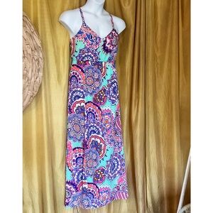 Judith March, Large, Filigree Dress Aqua Racer Back